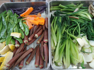 色どり豊かな野菜を準備
