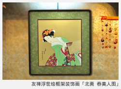 友禅浮世绘框架装饰画　「北斋 春美人图」